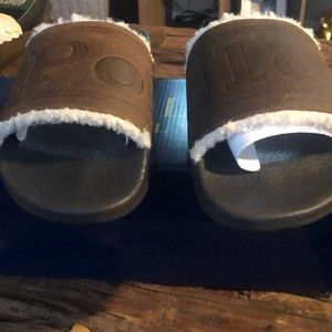 Brown slides with fur